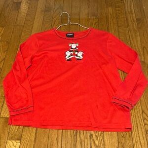 Designers Originals Studio Joy Red Christmas Santa Long Sleeve Women’s Size XL